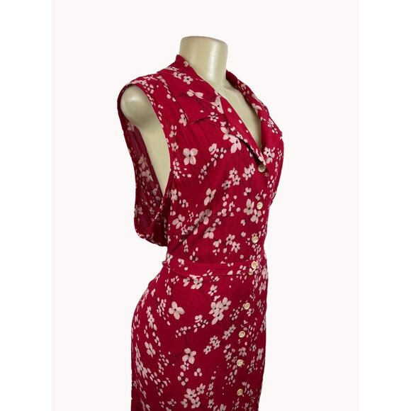 Fashion Bug Women's Floral Pattern Red Sleeveless Dress Size 26/28W - New - Picture 2 of 9